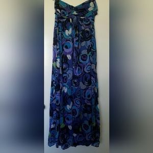 Xilaration Women's Abstract Print Chiffon Strapless/Halter Maxi Dress - …